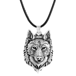 Halsband Varg Amulett Fenrisulv Rem Wolf Silver