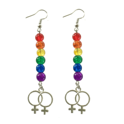 Øredobber - Dobbelt kvinnesymbol - Pride - Perler Multicolor