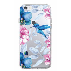 iPhone 8 Kolibri och blommor fågel Henna Rosa/Blå