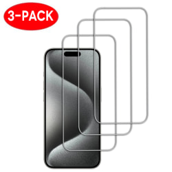 3-Pack - iPhone 15 / 15 Pro Skärmskydd i Härdat Glas