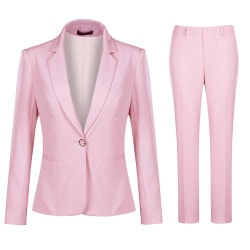 Yynuda Womens 2-piece Formal Professional Office Wear Business Banquet Slim Fit Suit (blazer + Pants) Pink XL