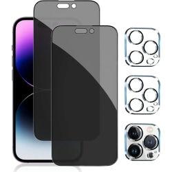 För Iphone 15 Privacy Skärmskydd med Kamera Linsskydd Set Full täckning Anti-spion härdat glasfilm 9h Reptålig 2 Screen and 2 Lens Protector For iPhone 15 Pro