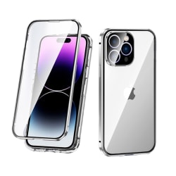 Låsbart för Iphone 15 Pro Max/15 Ultra Magnetic Case Dubbelsidigt case Med Kameralinsskydd Skärmskydd Säkerhetslås silver for iPhone 15 Pro Max