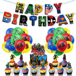 Födelsedagsdekoration Ballonger Tårtlock Grattis på födelsedagen-Banner Grön Blå Röd Gul Marvel Superhjälte