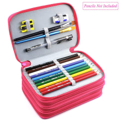 72-fack Pencil Organizer Förvaring 4-lagers pennväska med stor kapacitet Rosröd utan penna 12.5x19.5x9cm