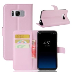 Plånboksfodral i lycheeläder för Samsung Galaxy S8 - rosa Rosa