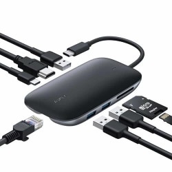 AUKEY 8-in-1 USB-C Hubb, 3xUSB-A 3.0, HDMI 4K, SD/TF - Svart Svart