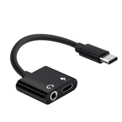 Adapter USB-C - 3,5mm - USB-C Ladda & Lyssna - Svart 3,5mm - USB-C Ladda & Lyssna - Svart