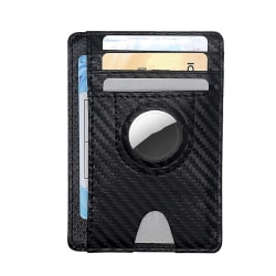 Carbon Fiber Texture Plånbok med AirTag Hållare - Svart Svart