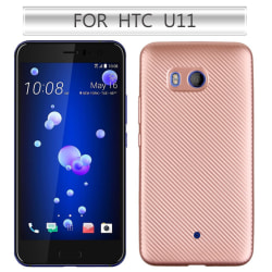 Skal i mjuk TPU med kolfiber-look för HTC U11 - Roséguld