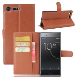 Litchi plånboksfodral för Sony Xperia XZ Premium - brun Brun