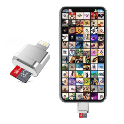 Minneskortläsare för iPhone MicroSD Lightning - Silver Silver