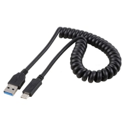 Spiralkabel USB-C - USB 3.0 1,5m - Svart Black