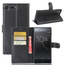 Litchi plånboksfodral för Sony Xperia XZ Premium - svart Svart