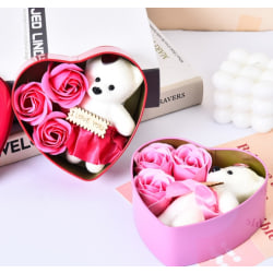 Box med 1 nallebjörn och 3 st rosor, Alla hjärtans dag!