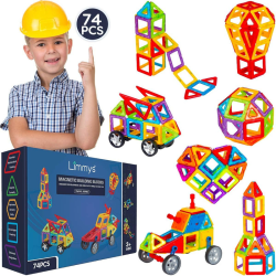 Magnetic Building Blocks - Unique Travel Series But Construction Toys For Boys And Girls 74 Pieces