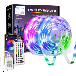LED-remsa 20 m, PSTAR Bluetooth LED-remsa RGB 24 V med IR-fjärrkontroll app kontrollerarbart musikläge