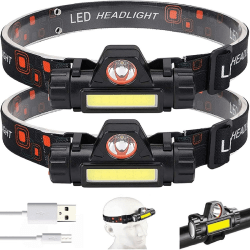 Headlamp, 2 pieces of USB rechargeable headlights,
