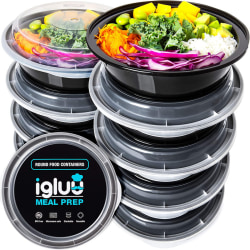 [10-pack] Runda matbehållare i plast - Perfekta stapelbara salladsmatlådor [815 ml]
