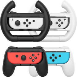 2 kontroller och 2 svarta rattar för Nintendo Switch