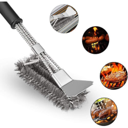 Grill Brush and Scraper with Deluxe Handle