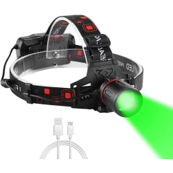 Justerbar fokus grön strålstrålkastare, 4 lägen USB-laddningsbar