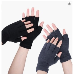 Fingerlösa handskar, halvfinger stickade handskar, 2 par