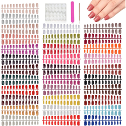 768 stycken medium fyrkantig press på naglar  32 färger naglar