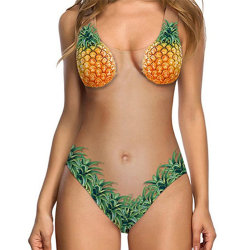 V-halsad Sling Baddräkt Kvinnor Printed Bikini med låg midja
