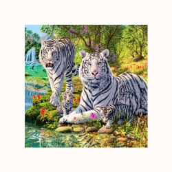 5D DIY White Tigers Crystal Diamond Painting 5D as picture shows