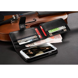 Galaxy S4 plånbok fodral 7 korthållare läder Svart