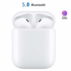 i12 TWS Bluetooth 5.0 trådlösa hörlurar med inbyggd mikrofon + skyddande case. Kompatibel med alla Bluetooth enheter