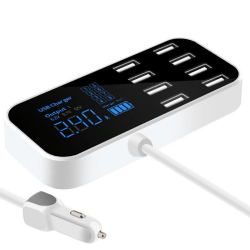 8-portars USB billaddare med LED-skärm 8A-utgång Snabbladdning smart bärbart fordon - T6112211958989