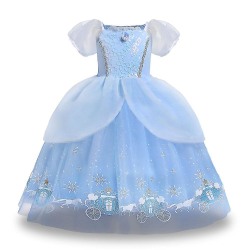 Prinsessklänning Barn Flickor Askungen Elegant Princess Tulle Tutu Klänning Födelsedagsfest Cosplay kostym 140cm