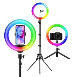 RGB Selfielampa med två stativ