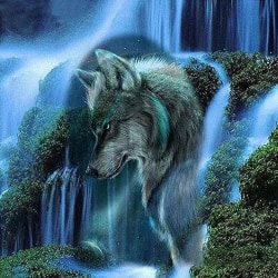 5d landskapsvattenfall Wolf Diamond painting (30×40 cm)