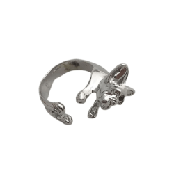 Finger Ring Utsökt Form Levande Färg Legering Vintage Fransk Bulldog Ring Bröllop Band För Dam Silver