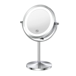 Upplyst sminkspegel med ljus och förstoringsglas, 1x/10x förstoring Dubbelsidig LED-spegel 360° roterbar rund spegel