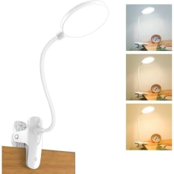 LED-bordslampa, läslampa, 3 färger och 3 dimbara, 20 LED-klämmande läslampa 360° flexibel, 2500 mAh klämlampa