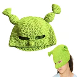 Shrek höst och vinter unisex handstickade gröna tecknade hattar Varm mössa i ullkupolhatt