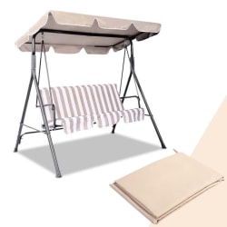 COSTWAY Ersättningskapell för trädgårdsgungstol 196x110cm Beige Polyester Vattentät Canopy Canopy