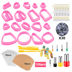 129st DIY Polymer Clay ters DIY Örhänge Molds Clay Tools Earri Pink