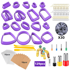 129st DIY Polymer Clay ters DIY Örhänge Molds Clay Tools Earri Purple