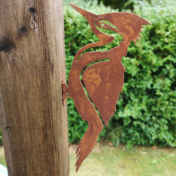 Rostig metall fågel silhuetter trädgård staket dekor hackspett Robi onesize