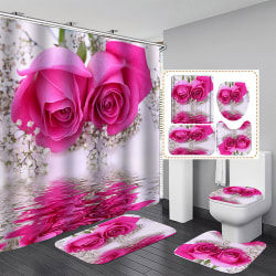 Vattentät duschdraperi badrum duschdraperi med krok ML10#Flowers Printed 180x180cm/71x71"