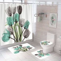 4st blomma vattentät duschdraperi duschmatta toalettmatta