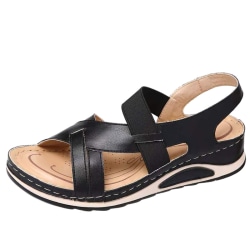 Utomhusviskosskor för kvinnor ihåliga sandaler med öppen tå glider in Black,41
