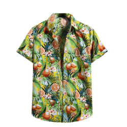 Hawaiiansk kortärmad skjorta för män Top Summer Beach T-shirt Yellow,L