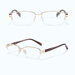 Män Damer Blå Ljusblockerande Läsglasögon Glasögonläsare Golden Frame +2.5