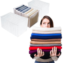 Vikbart klädfack garderobsförvaring organizer 23 x 36 x 19,5cm (9 fack) 2-Pack